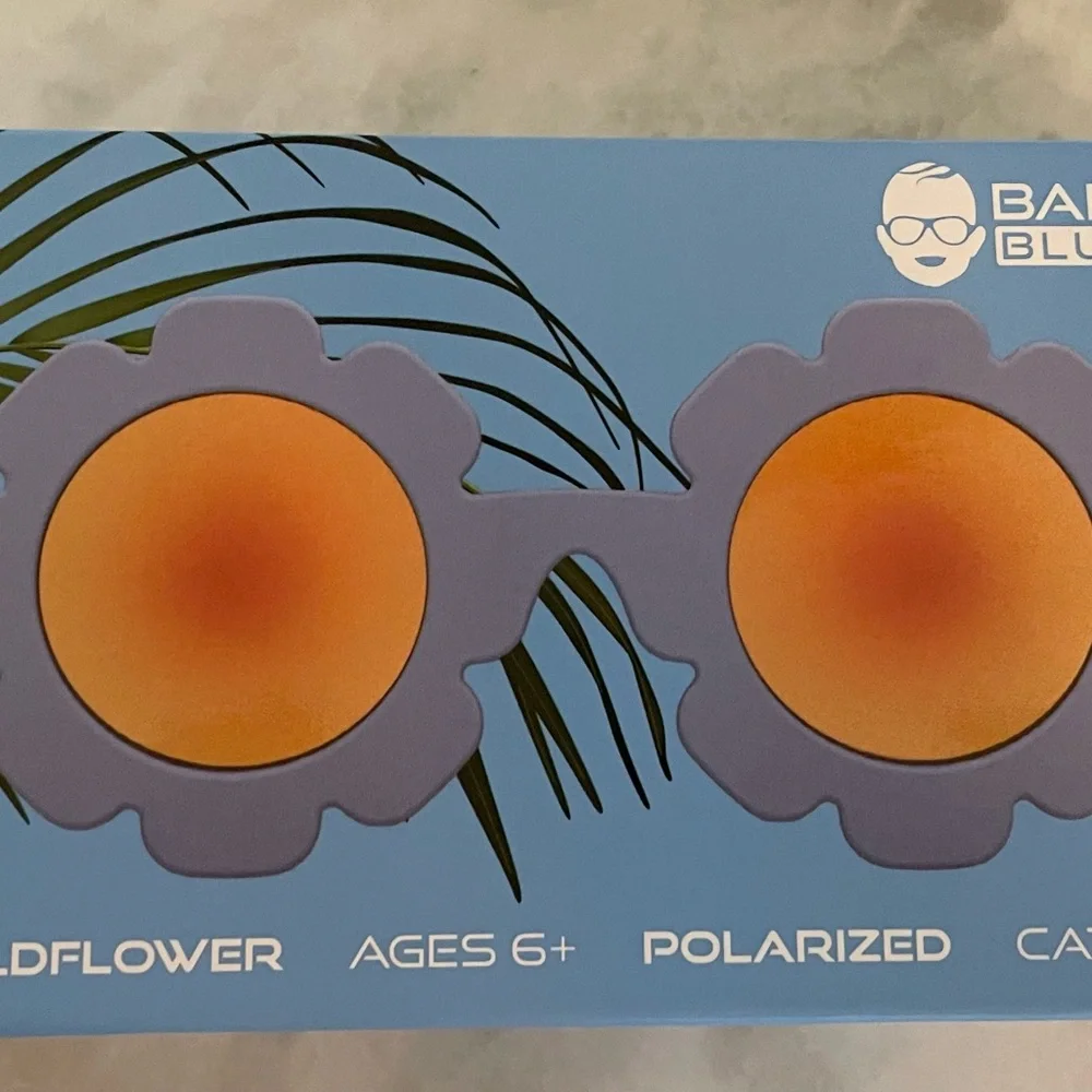 Babiators Light Blue Flower Kids Sunglasses with Orange Mirrors